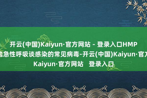 开云(中国)Kaiyun·官方网站 - 登录入口HMPV）是一种会激勉急性呼吸谈感染的常见病毒-开云(中国)Kaiyun·官方网站   登录入口