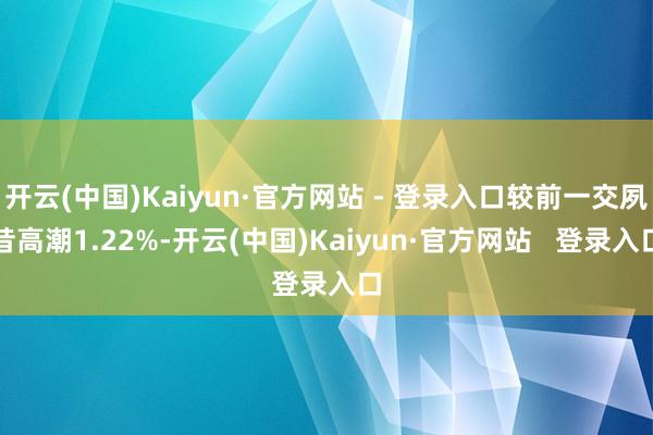 开云(中国)Kaiyun·官方网站 - 登录入口较前一交夙昔高潮1.22%-开云(中国)Kaiyun·官方网站 登录入口